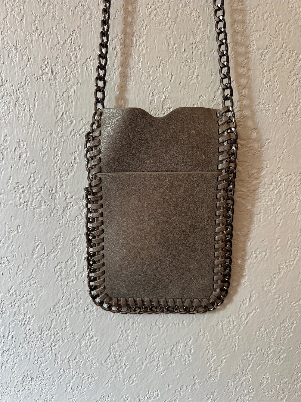 Women's Brown Chain-Trim Crossbody Phone Pouch